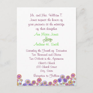 Wedding Invitation Aqua Blue  & Lime Swirls Postcard