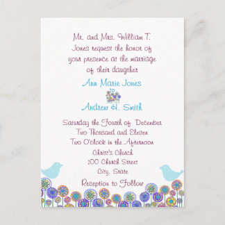 Wedding Invitation Aqua Blue & Plum Swirls Postcard