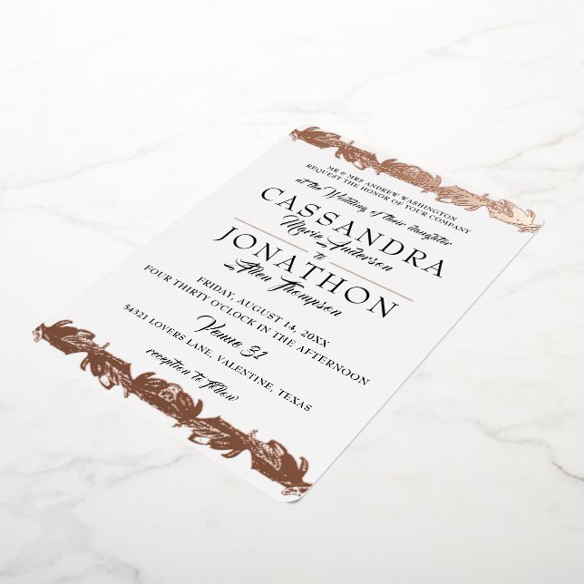 Wedding Invitation: Art Nouveau & Poem 11 Foil Invitation (Rotated)