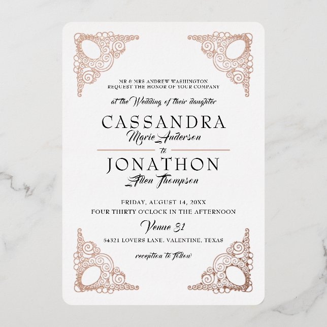 Wedding Invitation - Art Nouveau with Poem Foil Invitation (Front)