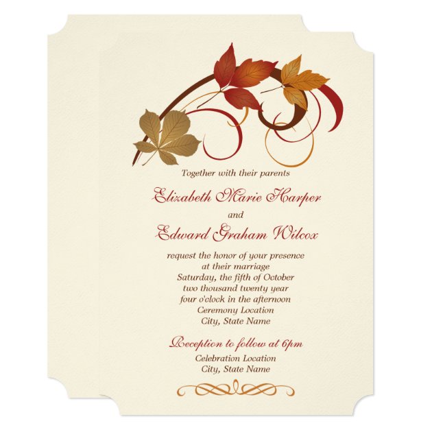Wedding Invitation | Autumn Fall Leaves