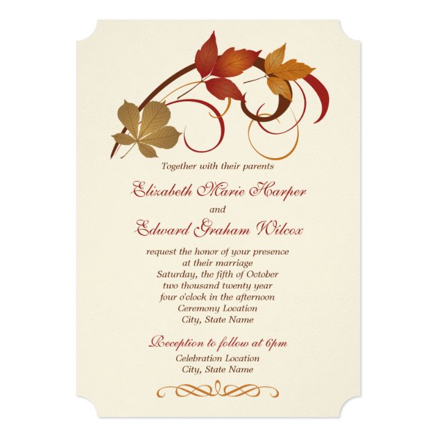 Wedding Invitation | Autumn Fall Leaves