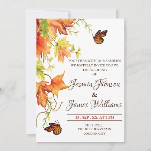  Wedding Invitation Autumn fflowers sample modern