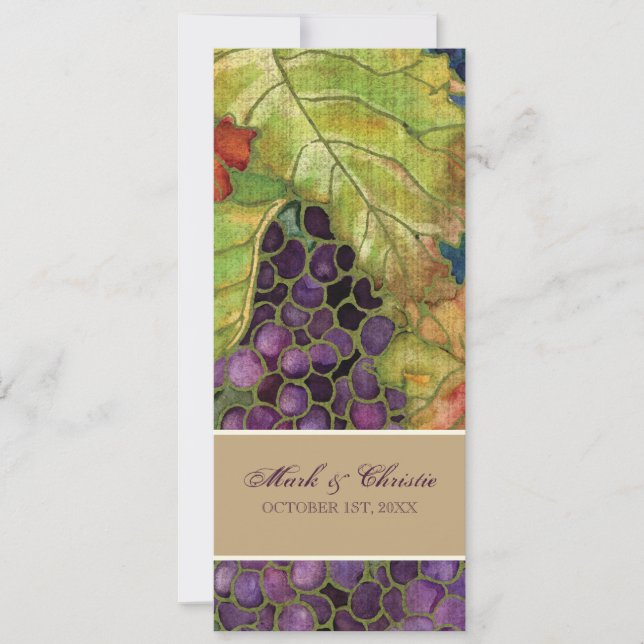 Wedding Invitation Autumn Grape Leaf (Front)