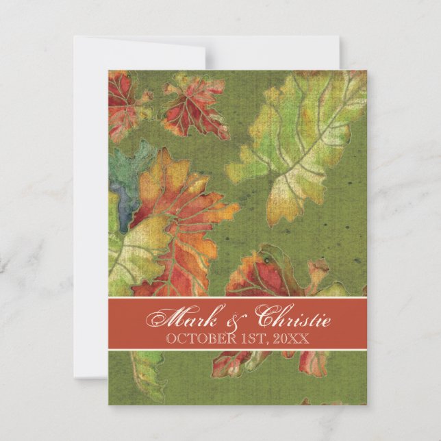 Wedding Invitation Autumn Grape Leaf Batik (Front)