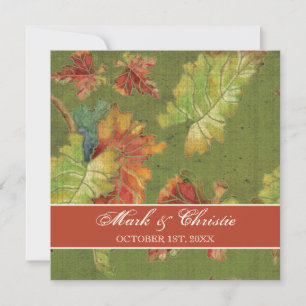 Wedding Invitation Autumn Grape Leaf Batik