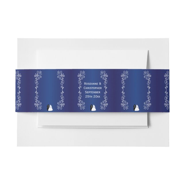 Wedding Invitation Belly Band Blue Bride Groom (Front Example)