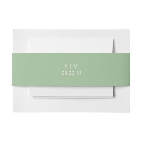 Wedding Invitation Belly Bands Monogram Green Invitation Belly Band