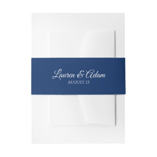 Wedding Invitation Belly Bands / Wraps | Navy Blue Invitation Belly Band