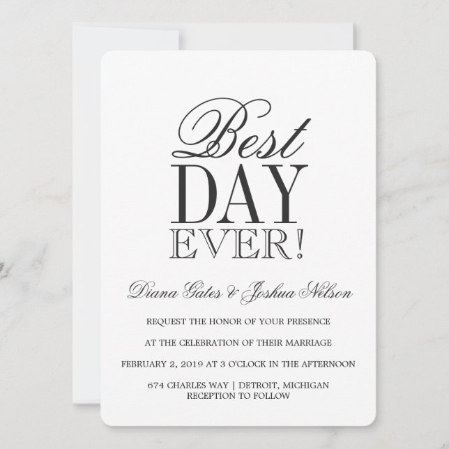 Wedding Invitation | BEST DAY EVER (Front)