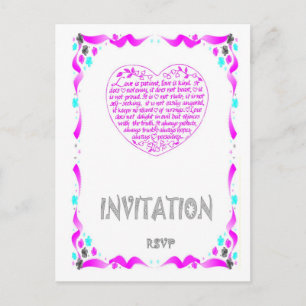 Wedding Invitation - Bible verse, pink heart