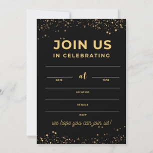  Wedding Invitation Black Cards for Gold Invites