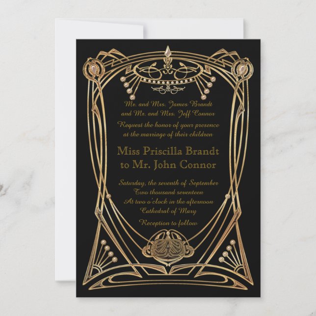 Wedding invitation black & gold (Front)