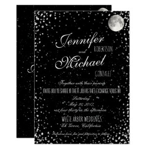 Starry Night Invitations Announcements Zazzle Wedding Invitation Black Starry Night Moon