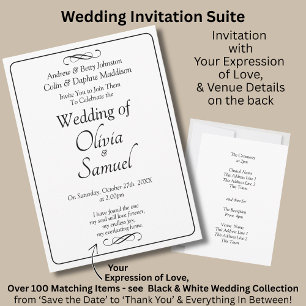 Wedding Invitation Black & White with Infinity