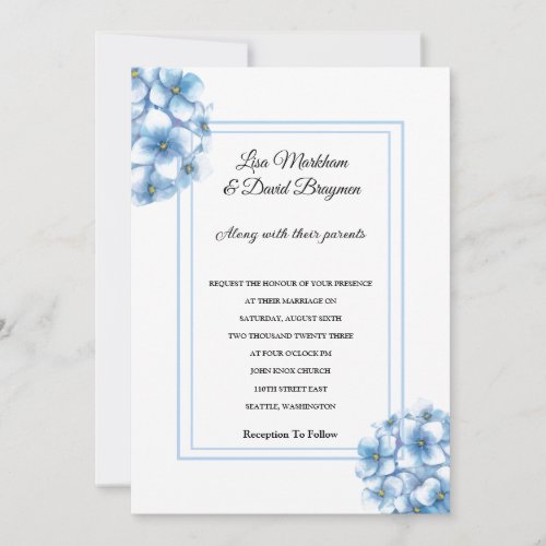 Wedding Invitation_Blue Hydrangeas Invitation