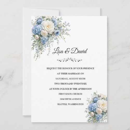 Wedding Invitation-Blue Hydrangeas Invitation