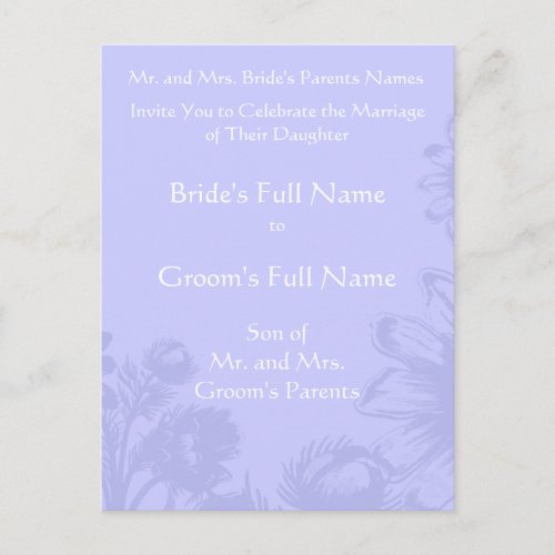 Wedding Invitation_Blue Perwinkle Vintage Flowers Announcement Postcard