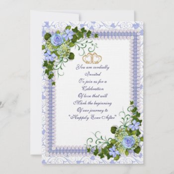 Wedding Invitation Blue Roses by Irisangel at Zazzle
