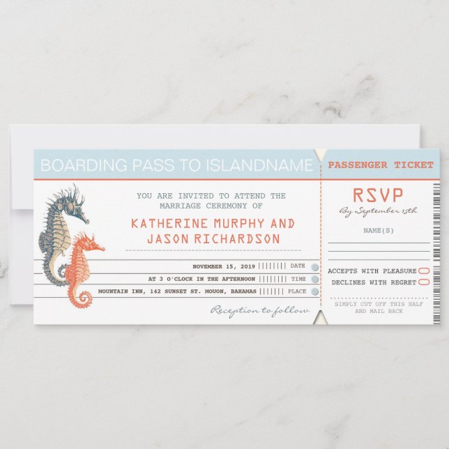 wedding invitation boarding pass tickets (Front)