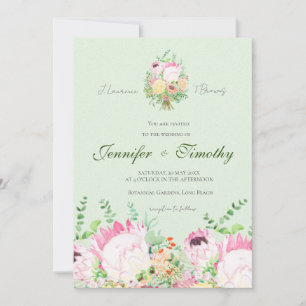 Wedding Invitation Botanical protea flowers