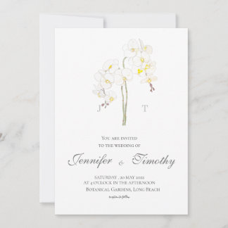 Wedding Invitation Botanical white orchid