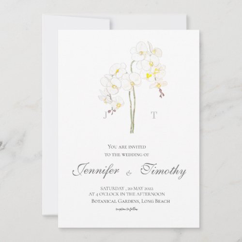 Wedding Invitation Botanical white orchid 