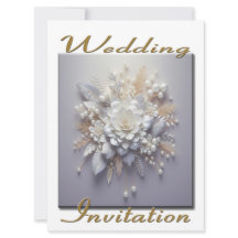 Wedding Invitation Bouquet of flowers in blues