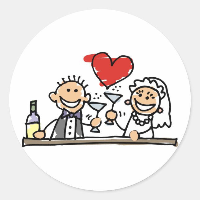 Wedding Invitation Bride Groom RSVP Save The Date Classic Round Sticker (Front)