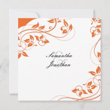 Wedding Invitation Bright Orange & White Floral by OLPamPam at Zazzle