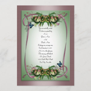 Wedding invitation calla lilies Butterflies mauve,