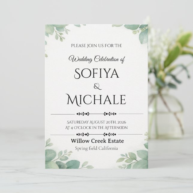 Wedding Invitation Card 2026 Simple Elegant Design (Standing Front)