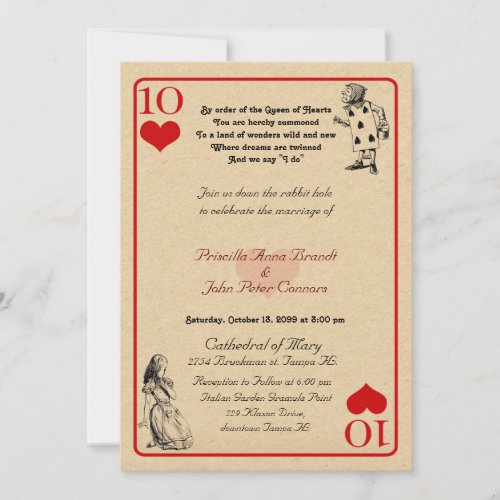 Wedding Invitation card Alice in Wonderland 5x7