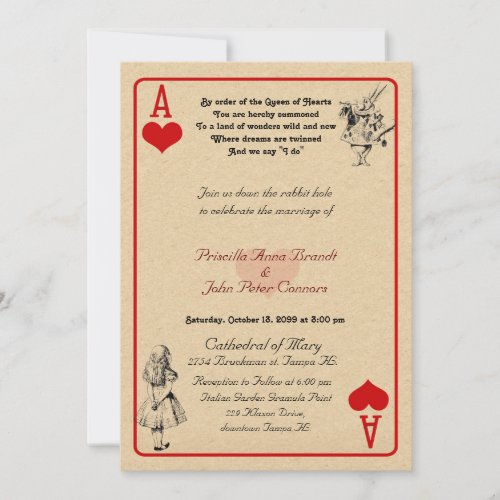 Wedding Invitation card Alice in WonderlandAs5x7