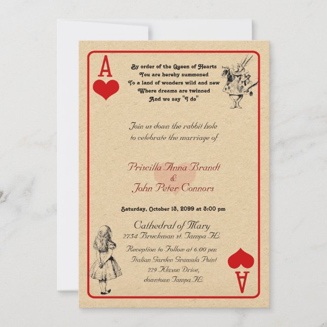 Wedding Invitation card "Alice in Wonderland"As5x7 (Front)