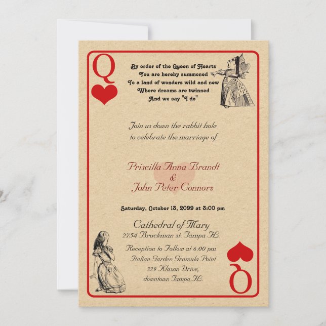 Wedding Invitation card "Alice in Wonderland" Q5x7 (Front)