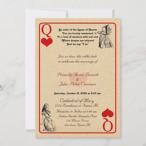Wedding Invitation card Alice in Wonderland Q5x7