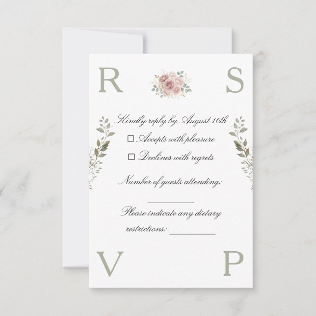 Wedding invitation card decorated with flowers (Front)