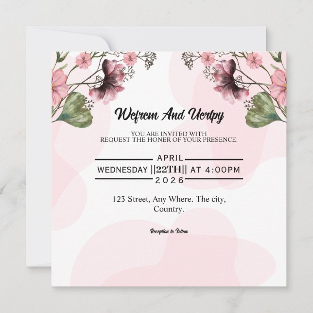 Wedding Invitation Card Design Template (Front)