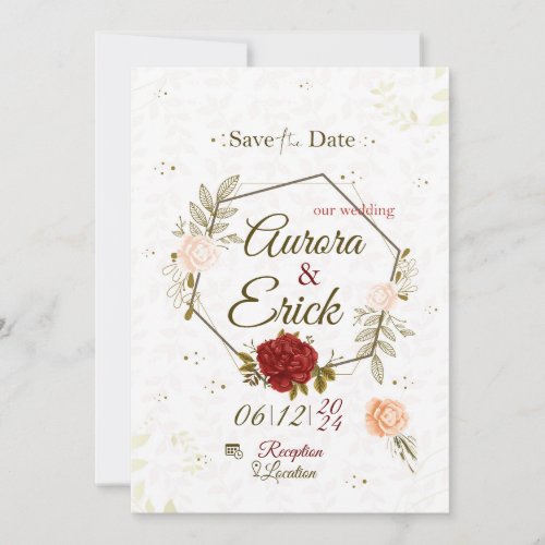 Wedding Invitation card floral vintage aesthetic