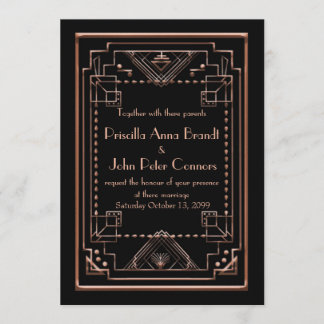 Wedding invitation card,Great Gatsby, black pink