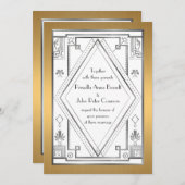 Wedding invitation card,Great Gatsby,silver, gold (Front/Back)