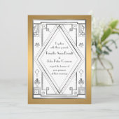 Wedding invitation card,Great Gatsby,silver, gold (Standing Front)