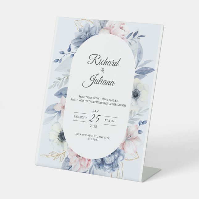Wedding invitation card  pedestal sign (Front)