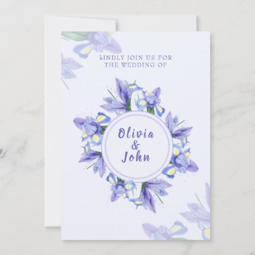  Wedding Invitation Card Purple Iris flowers