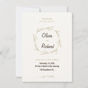 Wedding Invitation Card Save the Date Beige Minima