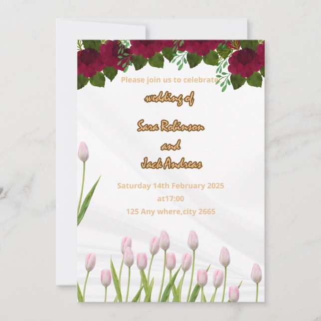 wedding invitation card Size: 5" x 7" (Front)