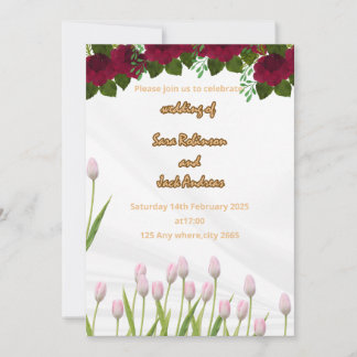 wedding invitation card Size: 5" x 7"