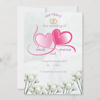 wedding invitation card Size: 5" x 7"