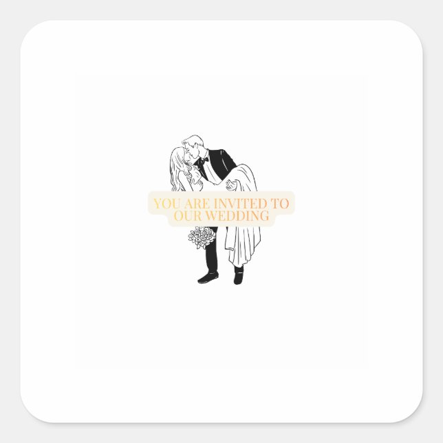 Wedding Invitation Card Square Sticker (Front)